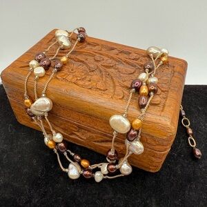 Multicolor Freshwater Pearl Layered Necklace 15–17in